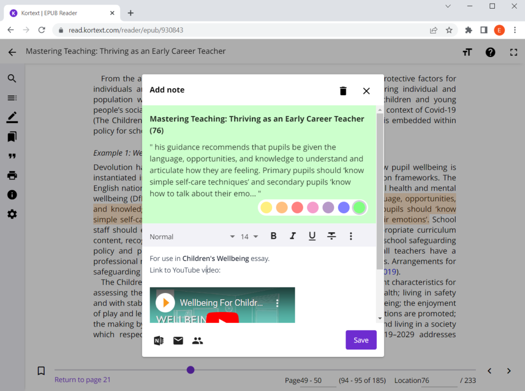 Image shows rich text notetaking to improve the student experience 